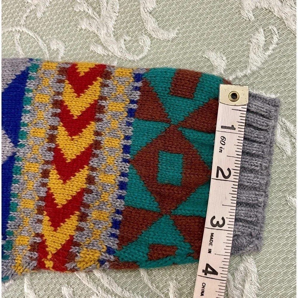 Vintage Lerner! Sweater Womens Large Multicolor Geometric Mock Neck 80s‎